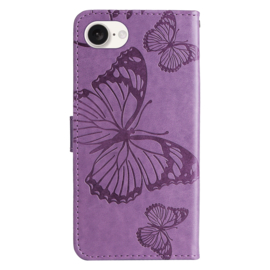 BookCover Hoes Etui voor iPhone SE 4 -2024    Paars   -   Vlinder