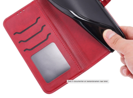Luxe BookCover Hoes Etui voor Samsung Galaxy A56 - A36  -  Rood   - Kat  - Reliëf