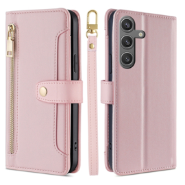 Luxe Portemonnee - Etui  Hoes Tas voor Samsung Galaxy S24  - S25  Met Schouder - Draagkoord -  Roze