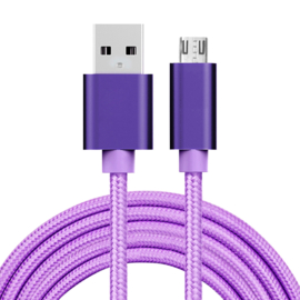 USB 2.0 - Micro USB Oplader en Data Kabel - 2 meter Paars