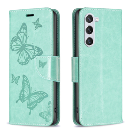 PU BookCover Hoes Etui voor Samsung Galaxy S24    Groen  Vlinders