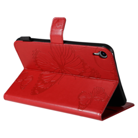 Luxe Bescherm-Etui Map voor iPad Mini 6  - "Vlinder"  Rood