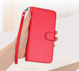 Luxe BookCover Hoes Etui voor Samsung Galaxy S24 - S25     Rood - Carbon
