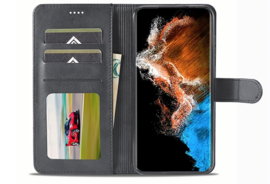 Luxe BoekCover Etui Hoes Map  voor Samsung Galaxy S24 - S25   -  Zwart