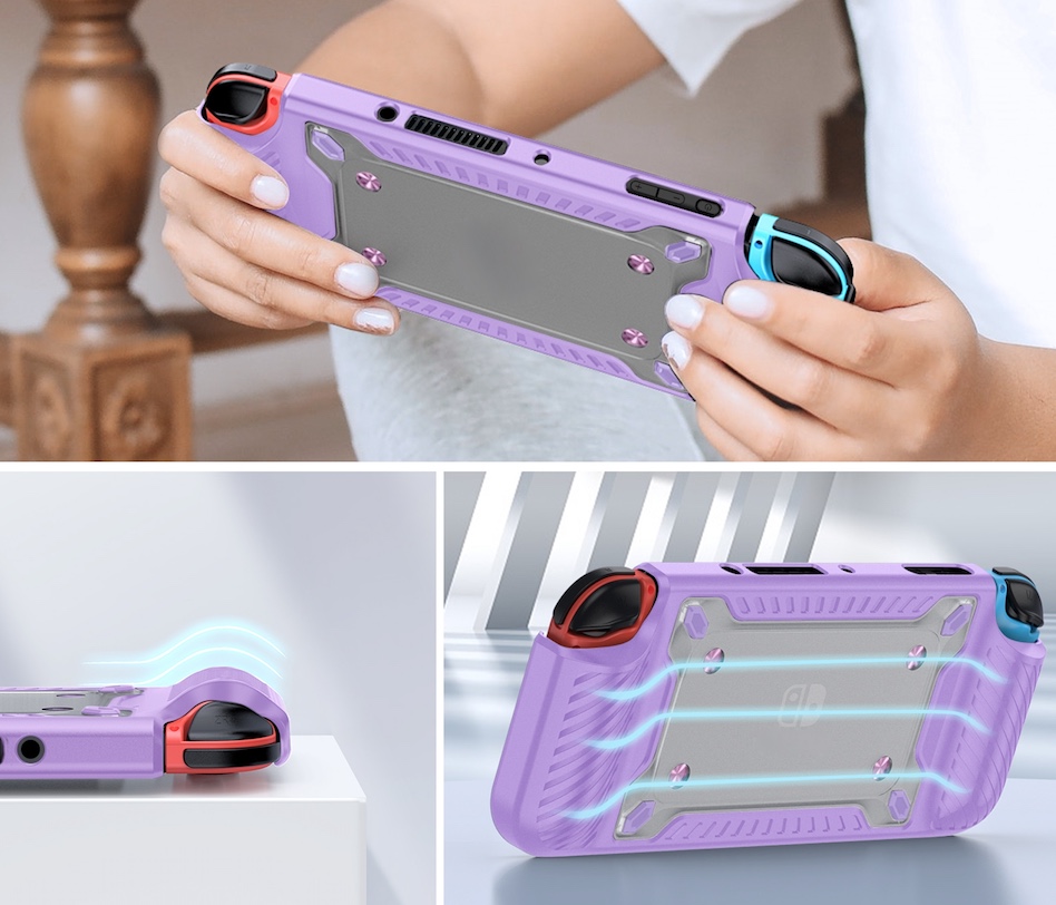 Grip TPU Bescherm Hoes Cover voor Nintendo Switch  OLED -  Paars-Lila