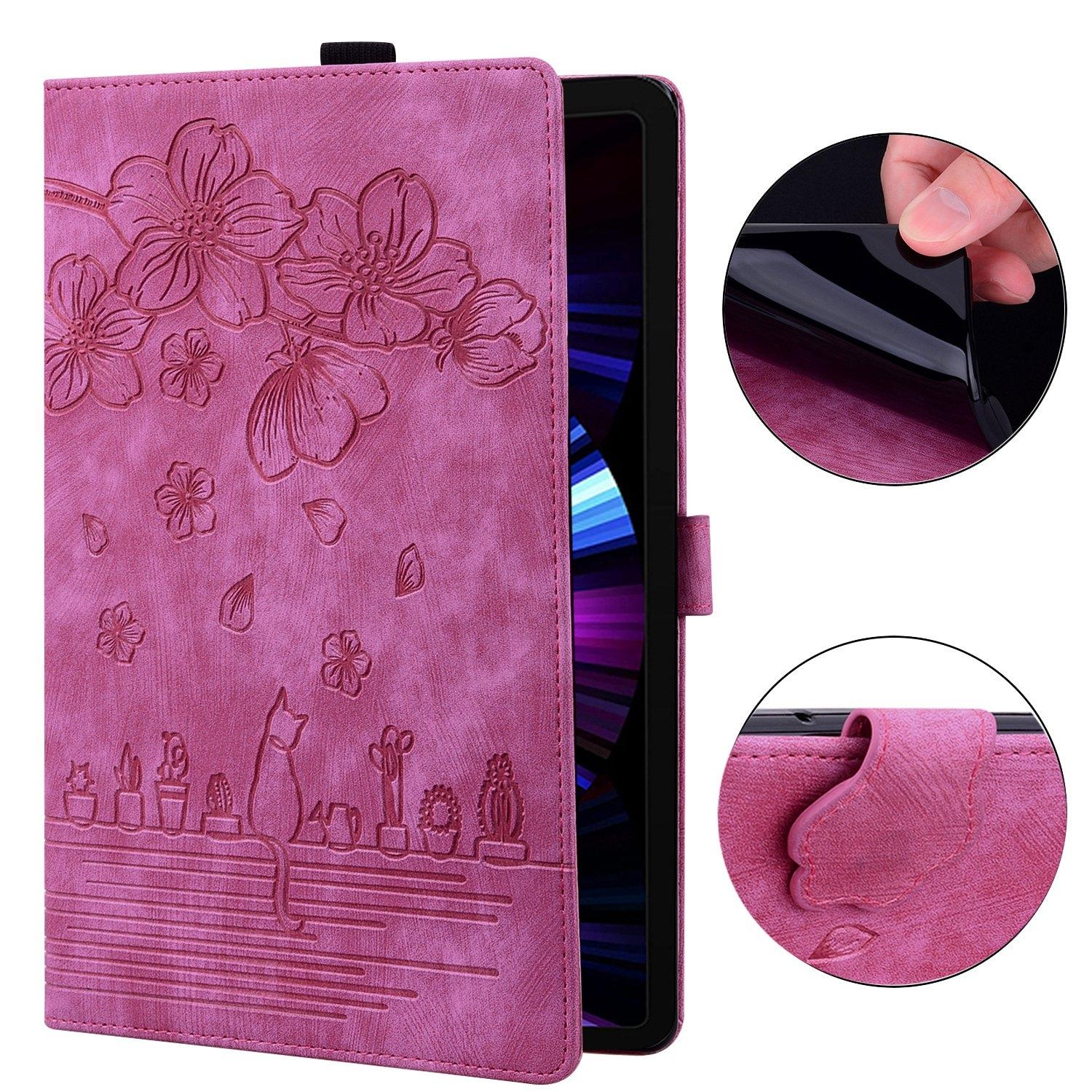 Bescherm-Etui Hoes Map voor Xiaomi Redmi Pad SE 11 2025  -   Bloemen en Kat -  Roze