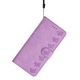 BookCover Hoes Etui voor Apple iPhone 17  -  Vlinders   -  Paars   -  Reliëf
