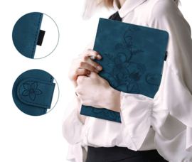 Bescherm-Etui Hoes Map voor Samsung Galaxy Tab S11 - 11"- Lelie - Blauw