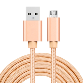 USB 2.0 - Micro USB Oplader en Data Kabel - 3  meter - Goud