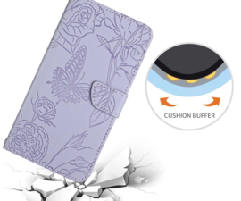 PU BoekCover Hoes Etui voor Samsung Galaxy A57  -   Lila-Paars  -  Vlinders