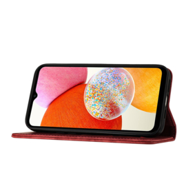 BookCover Etui Hoes voor Samsung Galaxy A15  -  Rood  - Vlinders en Kat - Reliëf