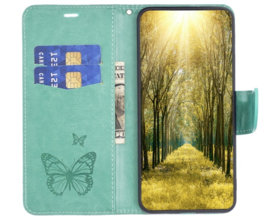 PU BookCover Hoes Etui voor Samsung Galaxy A55   Groen   Vlinders