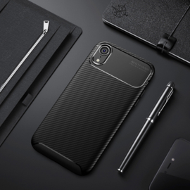 Luxe TPU Carbon  Bescherm-Hoes  voor iPhone XR        Zwart