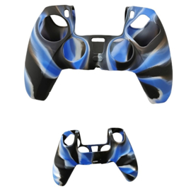 Silicone Hoes / Skin voor Playstation 5 - PS5 Controller   Blauw Wit Zwart