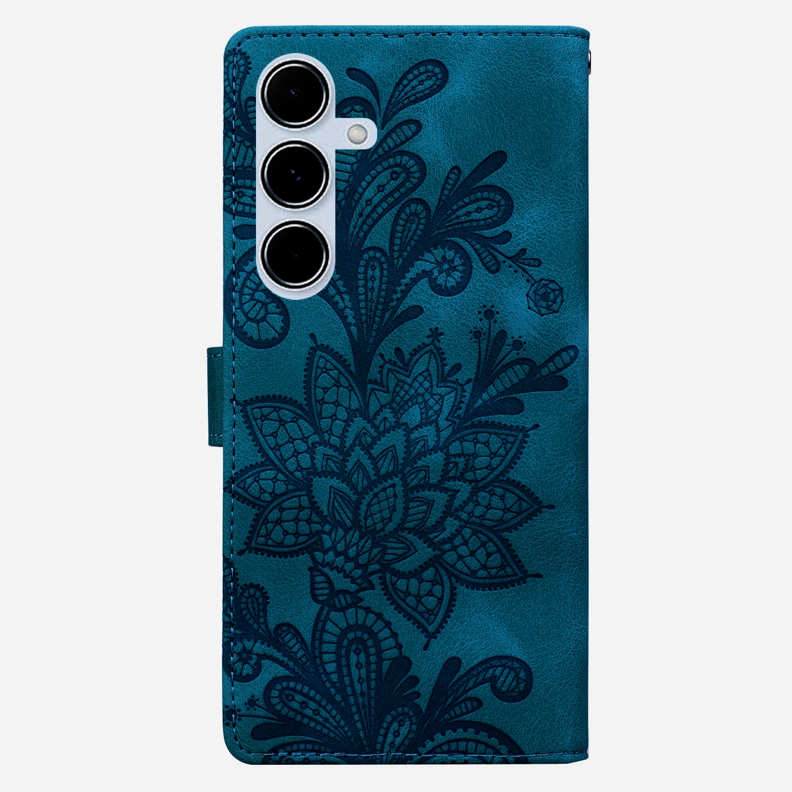BookCover Hoes Etui Mapje voor Samsung Galaxy A56 - A36  -  Groen-Blauw   -  Bloem Reliëf