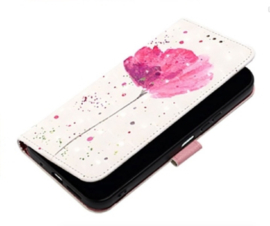 Bescherm-Etui Mapje Hoes voor iPod Touch   -  Wit  -  Roze Bloem