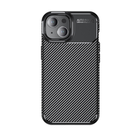 Luxe TPU Carbon  Bescherm-Hoes Cover Skin voor iPhone 15      Zwart