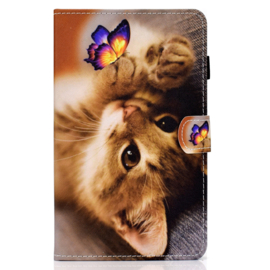 Bescherm-Etui Hoes Map voor Samsung Galaxy Tab A9 Plus - 11 -  Kitten - Vlinder