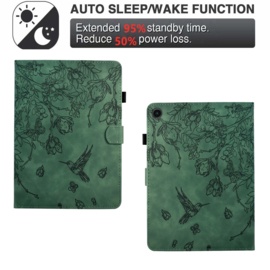 Luxe Bescherm-Etui Hoes Map voor Samsung Galaxy Tab A9 Plus  - 11    "Kolibrie"   Groen