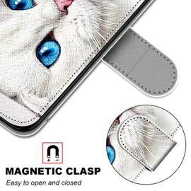 BookCover Hoes Etui voor Samsung Galaxy A12    Witte Kat