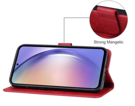 Boek Bescherm-Etui Hoes voor Samsung Galaxy A55  -  Rood