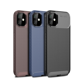 Luxe TPU Carbon  Bescherm-Hoes Skin  voor iPhone 12  Mini    Blauw