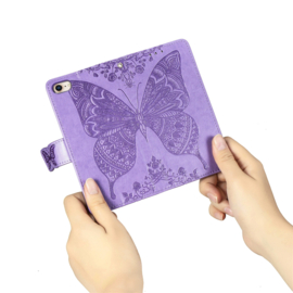 Boek-Cover Hoes Etui voor iPhone SE  - iPhone 7 - 8 -   Paars   -   Vlinder Relief