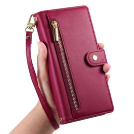 Luxe Portemonnee - Etui  Hoes Tas voor Samsung Galaxy A36  -  A56   - Met Schouder - Draagkoord -  Rood