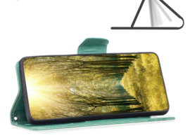 PU BookCover Hoes Etui voor Samsung Galaxy A55   Groen   Vlinders