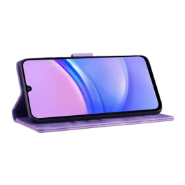 BoekCover Hoes Etui voor Samsung Galaxy A56 - A36  -  Kat en Hart  - Paars  - Reliëf