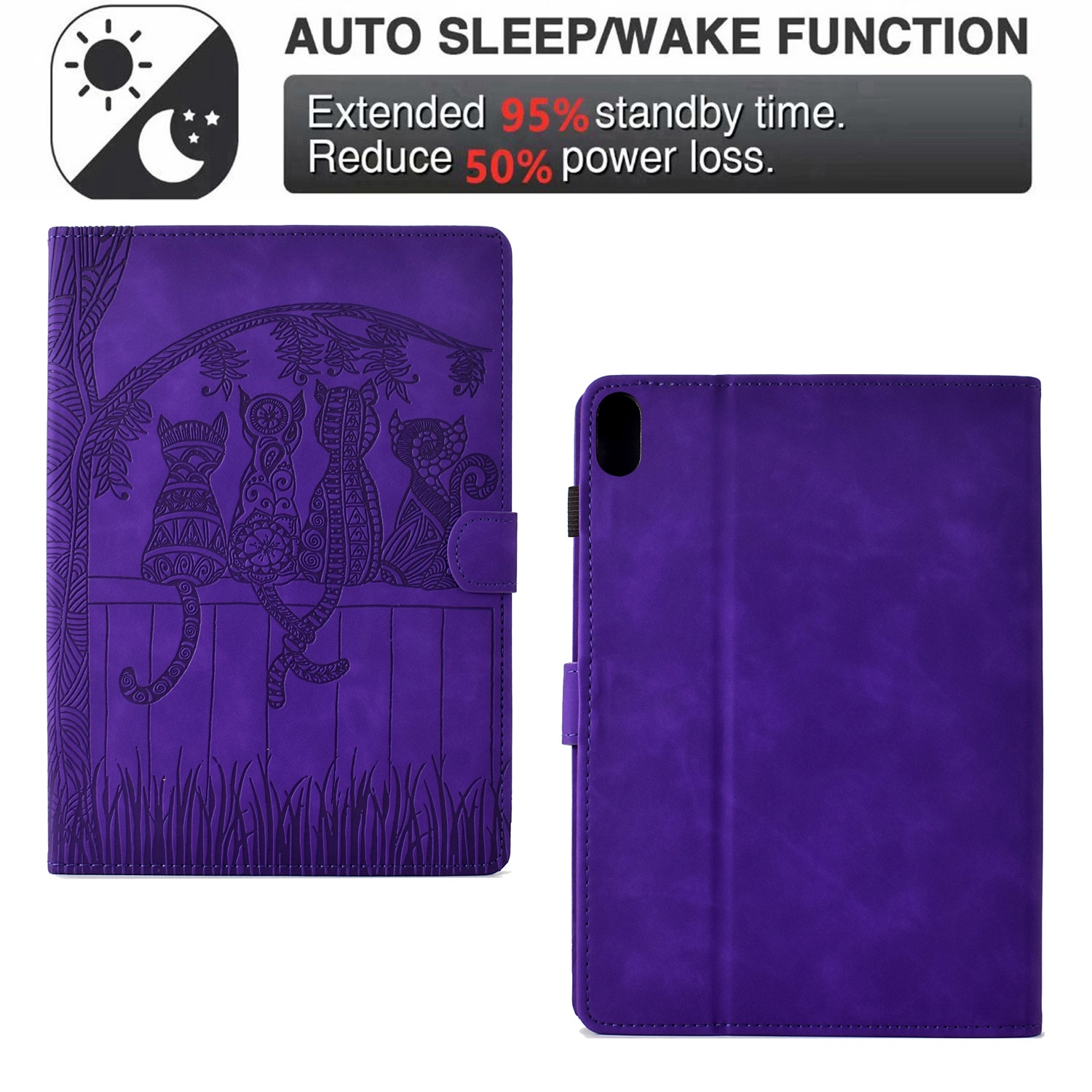 Bescherm-Etui Hoes Map voor  Apple iPad 10 - A16 - 10.9 - 2022 - 2025 - Cartoon Cats - Paars