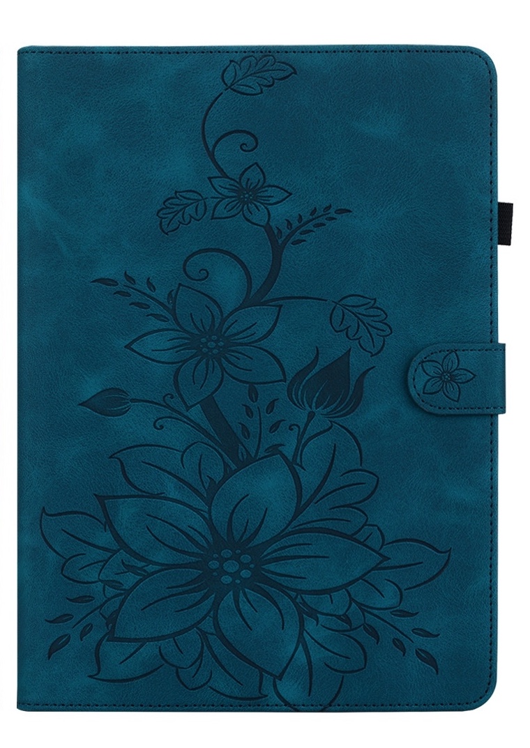 Luxe Bescherm-Etui Hoes Map voor Samsung Galaxy Tab S9 FE  -  S10 FE  -  10.9"  -    Lelie  -  Blauw