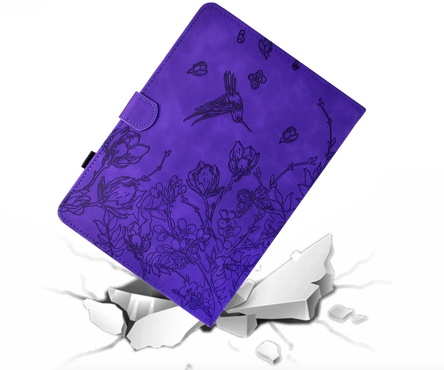 Luxe Bescherm-Etui Hoes Map voor Samsung Galaxy Tab A9 Plus  - 11    "Kolibrie"   Paars