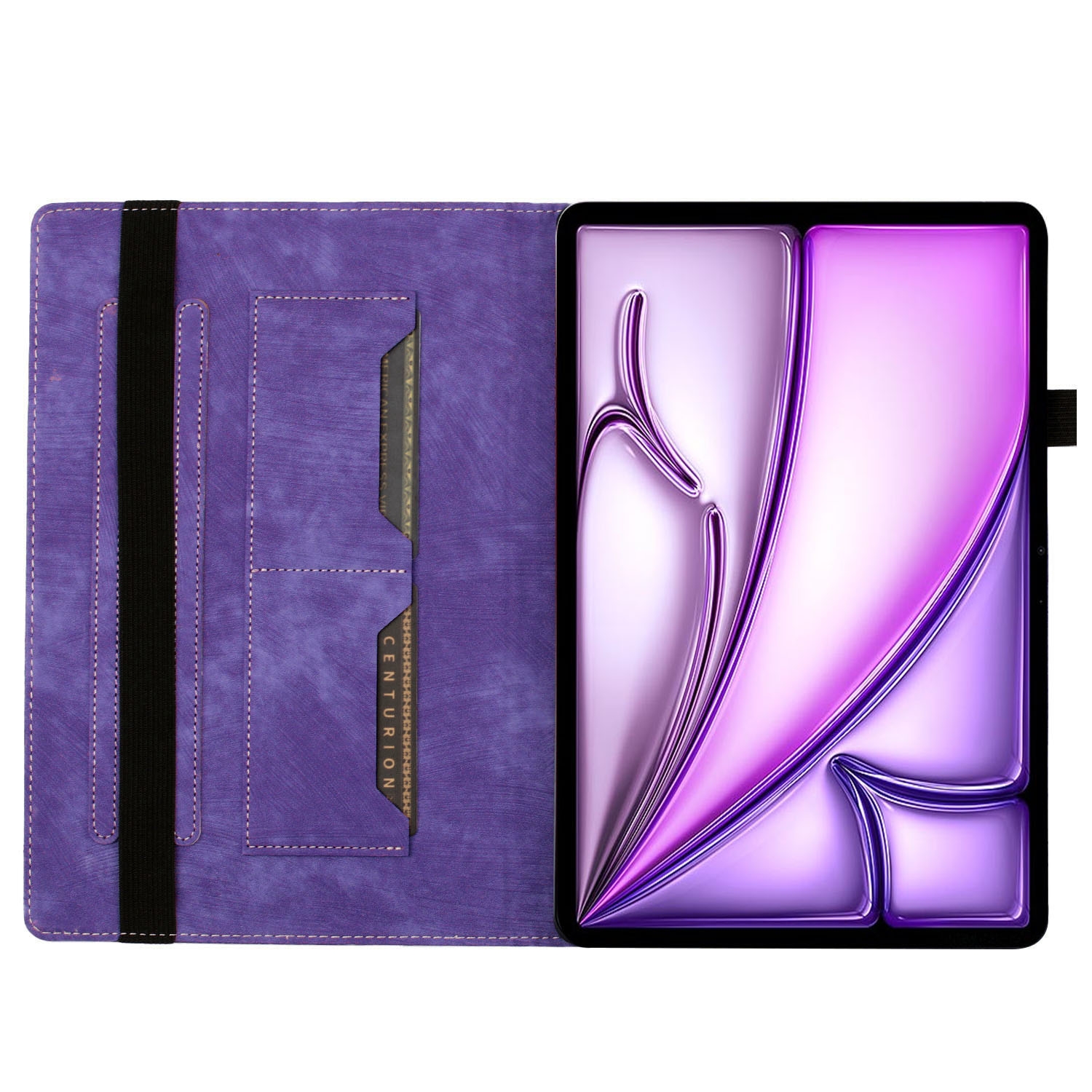 Bescherm-Etui Hoes Map voor  Apple iPad Air 11"  - Kat en Vlinders  -  Paars -  A2902