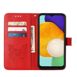 PU BookCover Hoes Etui voor Samsung Galaxy A54  5G    Vlinders   Rood