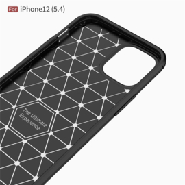 Flex-Cover TPU Bescherm-Hoes Skin voor iPhone 12 Mini   Zwart Carbon