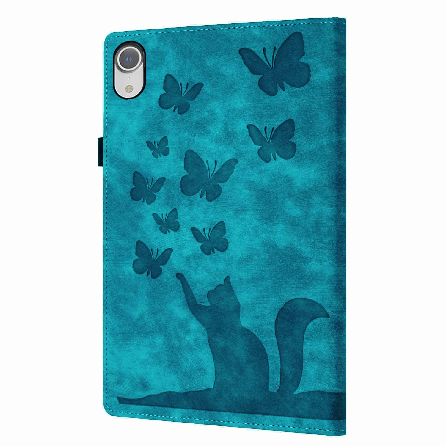 Bescherm-Etui Hoes Map voor  Apple iPad Mini 6 - Mini 7 - Kat en Vlinders - Groen