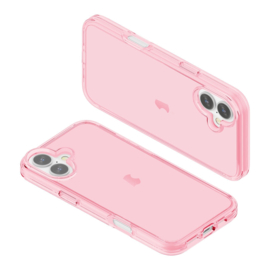 Transparant Hard-Cover Bescherm-Hoes + Screenprotector voor iPhone 16 - Roze