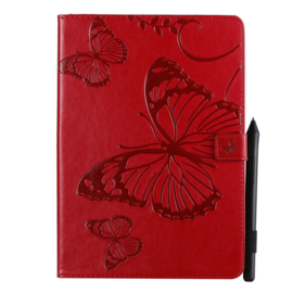 Luxe Bescherm-Etui Map voor iPad 10.2 - iPad Air 10.5  - "Vlinder"  Rood