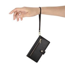 Luxe 7-Pas Portemonnee - Etui  Hoes Tas voor iPhone 17   - Met Schouder - Draagkoord -  Zwart