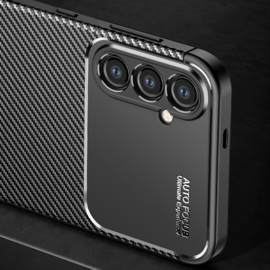 Carbon TPU Bescherm-Hoes Skin voor Samsung Galaxy S24 PLUS - Zwart