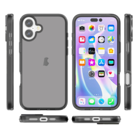 Transparant Hard-Cover Bescherm-Hoes + Screenprotector voor iPhone 16 - Grijs