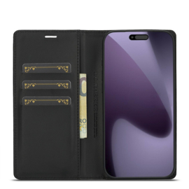 Luxe BoekCover Hoes Etui voor Apple iPhone 17 PRO -   Zwart   -  Rood  -  Carbon