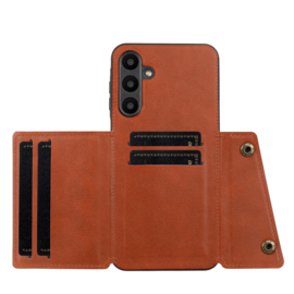 PU Bescherm-Hoes Cover met 4 Pas-vak voor Samsung Galaxy A57  - Bruin