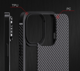 Luxe TPU Carbon  Bescherm-Hoes Cover  voor iPhone 13 of 14      Zwart