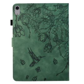 Bescherm-Etui Map Cover voor  Apple iPad 10 - 11 -  A16 - 10.9  -  Kolibrie  - Groen  - A2696