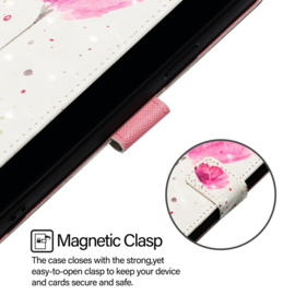 Bescherm-Etui Mapje Hoes voor iPod Touch   -  Wit  -  Roze Bloem