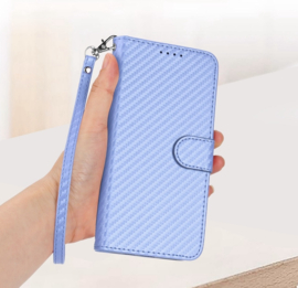 Carbon Boek Bescherm-Etui Hoes voor Samsung Galaxy A55  -  Paars - Lila