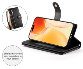 Luxe 7-Pas Portemonnee - Etui  Hoes Tas voor iPhone 17   - Met Schouder - Draagkoord -  Zwart