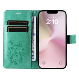 BookCover Hoes Etui voor iPhone SE 4 -2024    Groen   -   Vlinder